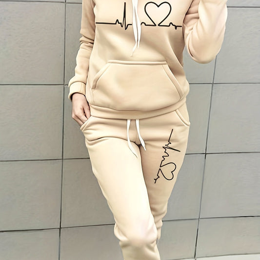 Produit n°3: Ensemble de survêtement à capuche avec motif plumes/survêtement de sport décontracté et imprimé/tenue sportswear féminine